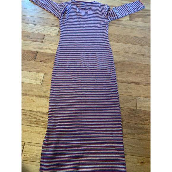 Juicy Couture womens retro Rainbow Striped Body-Con v-neck midi dress size small - Picture 5 of 10